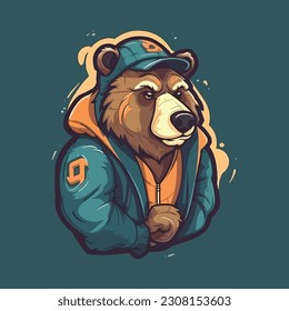 bear wearing jacket illustration