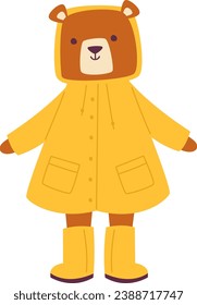 Ilustración del vector de la capa de lluvia que lleva el oso