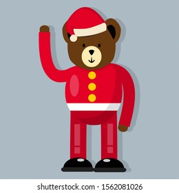 bear wearing santa claus cloth for christmas vector illustration