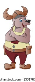 Bear Wearing a Viking Cap, vector illustration