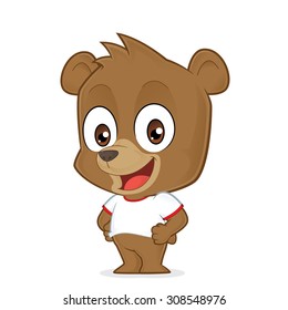 Bear wearing a white t shirt