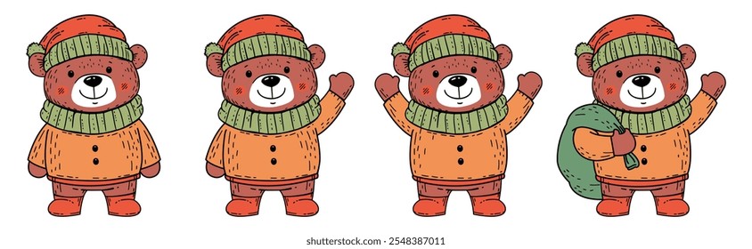 A Bear wearing a winter hat and celebrating Christmas