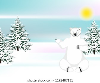 Bear white postcard New year