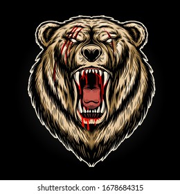 bear wild head illustration vector