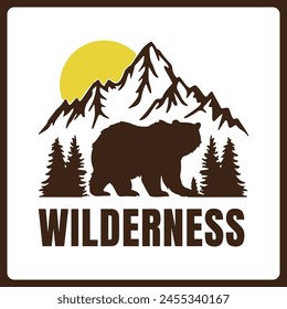 oso salvaje y naturaleza ilustración