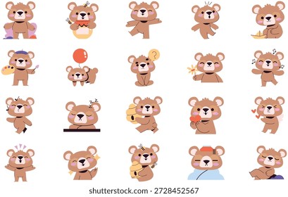 Ilustración vectorial De Ilustraciones De Osos Y Vida Silvestre. Plantilla de diseño de símbolos de ilustración para elemento de interfaz de usuario móvil de Web.