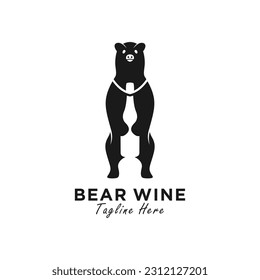 bear wine vector illustration logo design