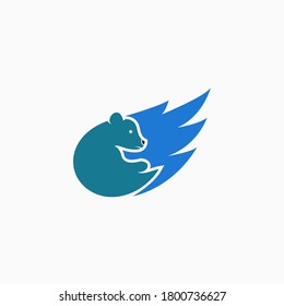 Bear and wings logo design vector 