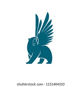 Bear with wings symbol - isolated vector illustration