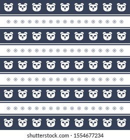 Bear in winter season seamless pattern ornament. Seamless winter background.
