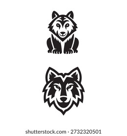 Bear and Wolf Head Icon Logo Vector Set