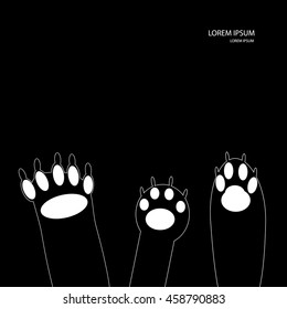 Bear, wolf and panther paw hold high in the air flat vector illustration, paw print