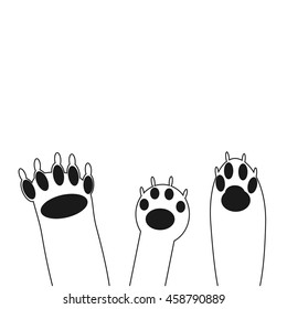 Bear, wolf and panther paw hold high in the air flat vector illustration, paw print