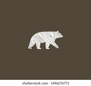 bear with wood texture vector illustration