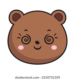 Bear Woozy Face Head Kawaii Sticker Isolated