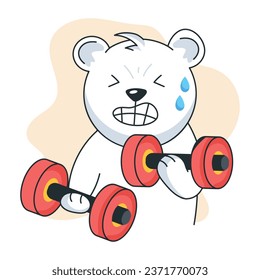 Bear workout flat style sticker 