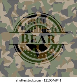 Bear written on a camouflage texture