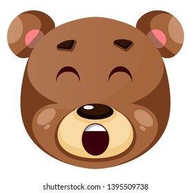 Bear is yelling, illustration, vector on white background.