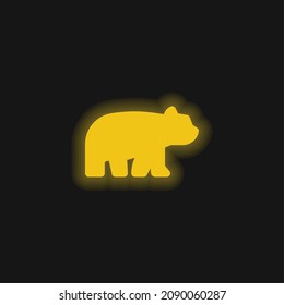 Bear yellow glowing neon icon