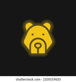 Icono de neón brillante amarillo oso