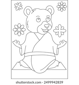 bear yoga exercise coloring book page for kids or grown adults creative coloring mindful relaxation activity