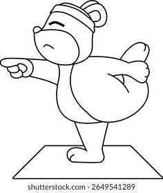Urso Yoga Fitness Ginástica Animal Vetor Ilustração de Arte Gráfica