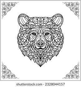 bear zentangle arts isolated on white background of illustration
