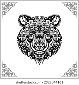 bear zentangle arts isolated on white background of illustration