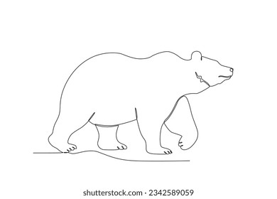 A bear at the zoo. World animal day one-line drawing