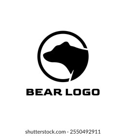 Oso, animal, diseño del logotipo del oso con el emblema circular, vintage, silueta del oso