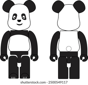 Bearbrick smiling panda bear, vector