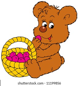 Bear-cub and ripe berry