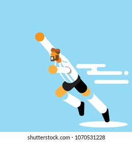 beard Argentina soccer player celebration with hand in the air flat style vector illustration