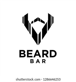 beard bar logo design inspiration . beard logo . masculine icon . barcode logo
