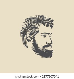 Beard barber logo design vector template