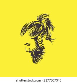 Beard barber logo design vector template