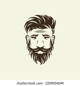 Beard barber vector logo illustration