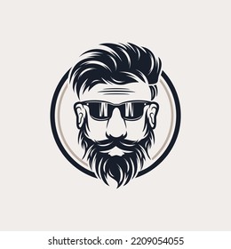Beard barber vector logo illustration