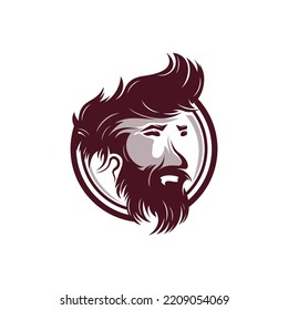Beard barber vector logo illustration