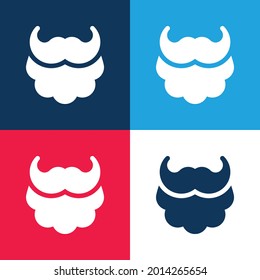 Juego de iconos mínimo de cuatro colores azul y rojo barba