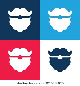 Juego de iconos mínimo de cuatro colores azul y rojo barba