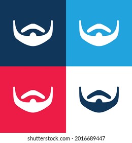 Juego de iconos mínimo de cuatro colores azul y rojo barba