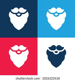 Juego de iconos mínimo de cuatro colores azul y rojo barba