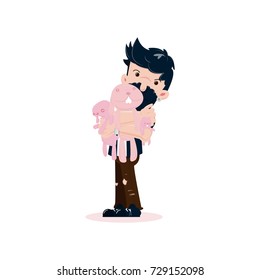 beard boy with bunny