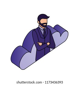 beard businessman cloud computing storage