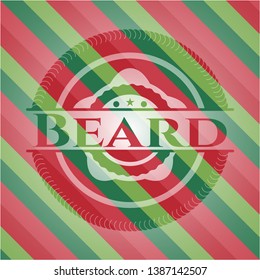 Beard christmas emblem. Vector Illustration. Detailed.