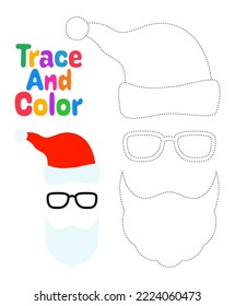 Barba con sombrero y gafas de navidad, hoja de cálculo de seguimiento para niños