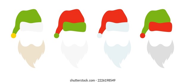 Beard with christmas hat on white background