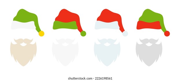 Beard with christmas hat on white background