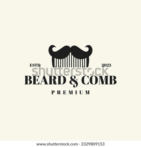 Beard and Comb Logo Design Concept Vector Illustration Symbol Icon